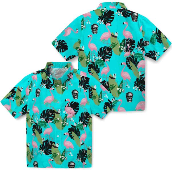 Skull Flamingo Leaf Motif Hawaiian Shirt Latest Model