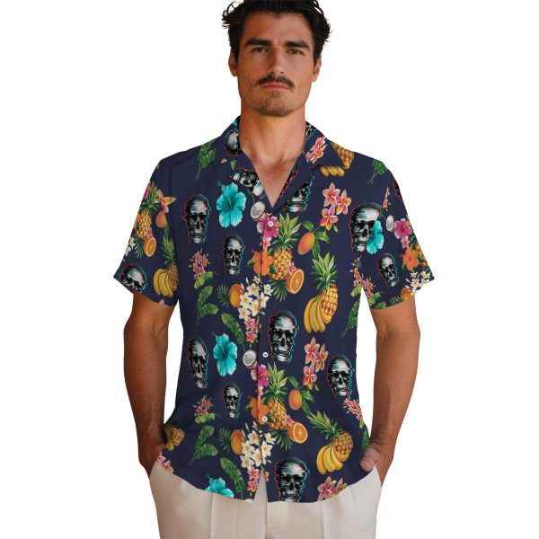 Skull Hibiscus And Fruit Hawaiian Shirt High quality