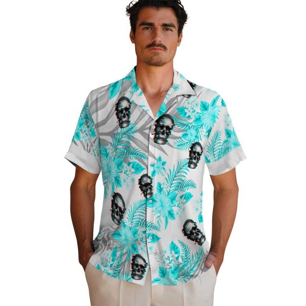 Skull Hibiscus Palm Leaves Hawaiian Shirt High quality