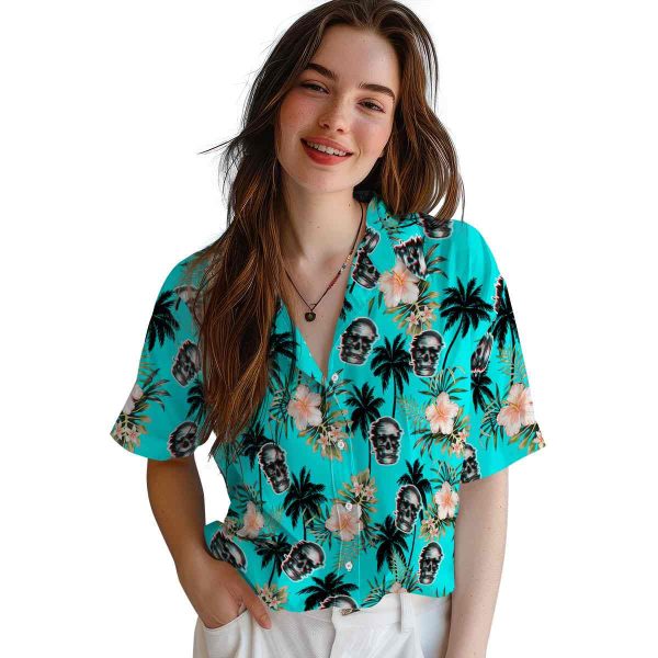 Skull Palm Tree Flower Hawaiian Shirt Trendy