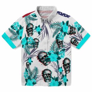 Skull Patriotic Hibiscus Design Hawaiian Shirt Best selling