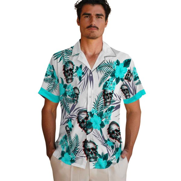 Skull Patriotic Hibiscus Design Hawaiian Shirt High quality