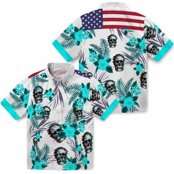 Skull Patriotic Hibiscus Design Hawaiian Shirt Latest Model