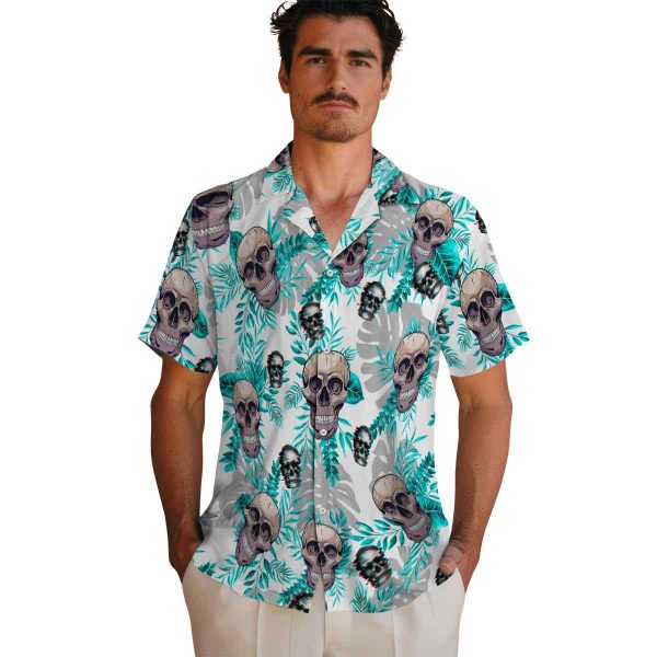 Skull Tropical Leaves Hawaiian Shirt High quality