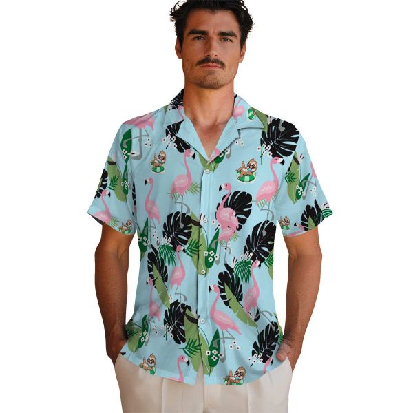 Sloth Flamingo Leaf Motif Hawaiian Shirt High quality