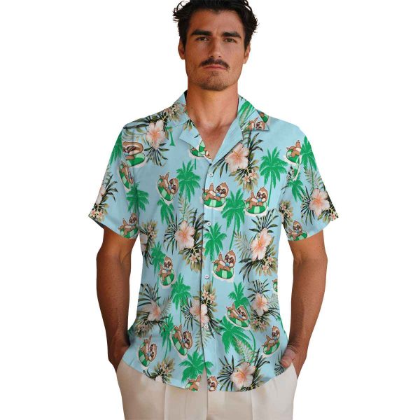 Sloth Palm Tree Flower Hawaiian Shirt High quality