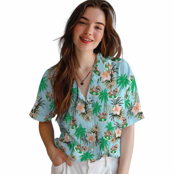 Sloth Palm Tree Flower Hawaiian Shirt Trendy