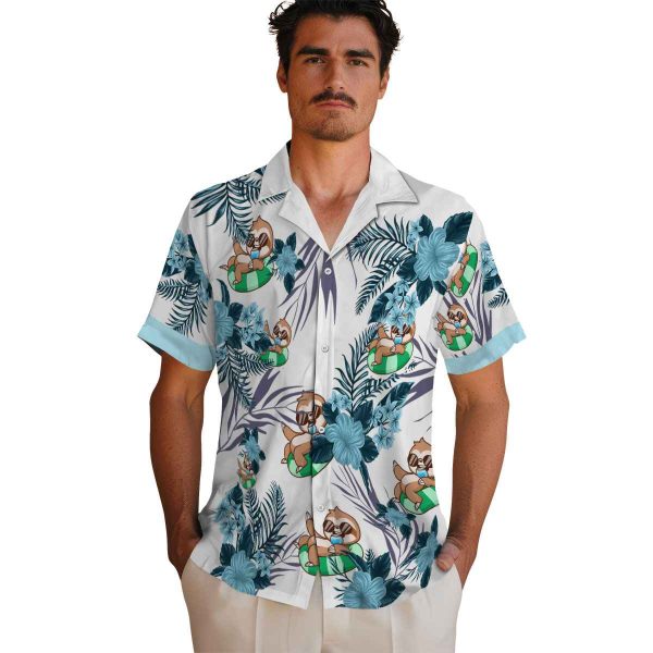 Sloth Patriotic Hibiscus Design Hawaiian Shirt High quality