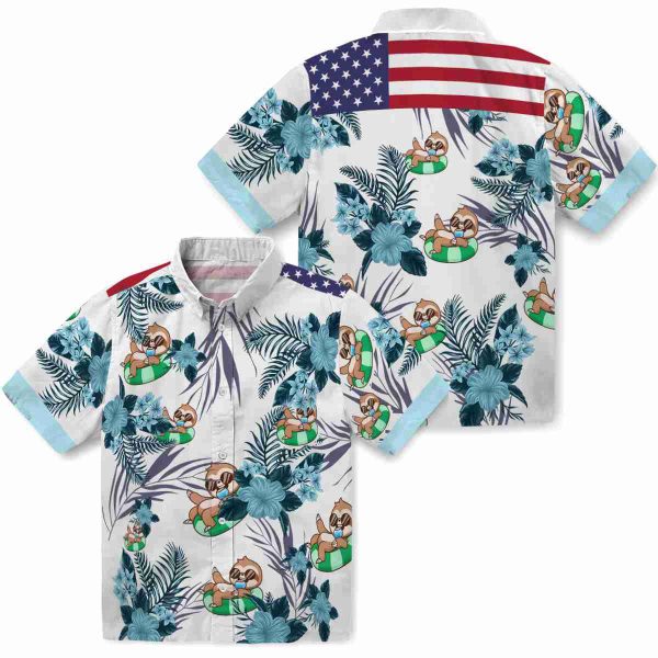 Sloth Patriotic Hibiscus Design Hawaiian Shirt Latest Model