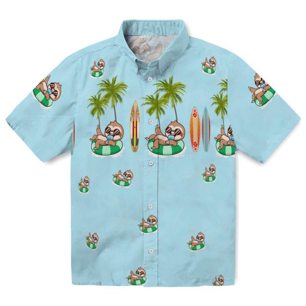 Sloth Surfboard Palm Hawaiian Shirt Best selling