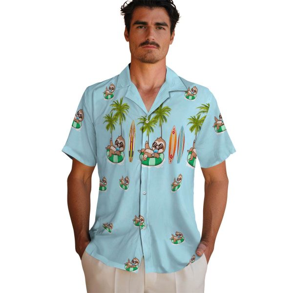 Sloth Surfboard Palm Hawaiian Shirt High quality