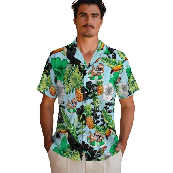 Sloth Toucan Hibiscus Pineapple Hawaiian Shirt High quality