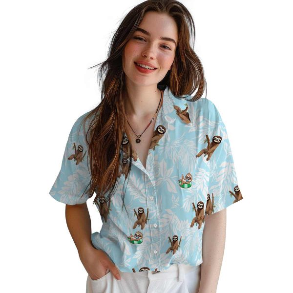 Sloth Tropical Leaf Hawaiian Shirt Trendy