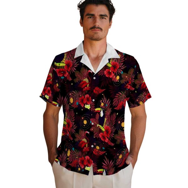 Space Floral Toucan Hawaiian Shirt High quality