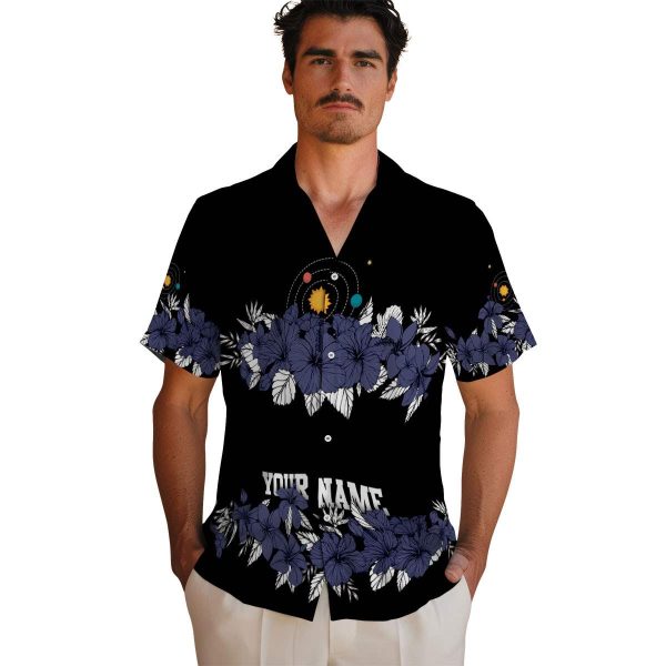 Space Hibiscus Stripe Hawaiian Shirt High quality