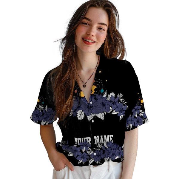 Space Hibiscus Stripe Hawaiian Shirt Trendy