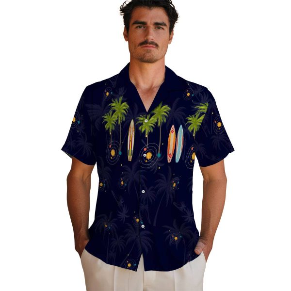 Space Surfboard Palm Hawaiian Shirt High quality