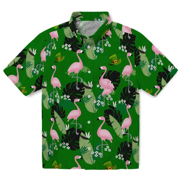 St Patricks Day Flamingo Leaf Motif Hawaiian Shirt Best selling