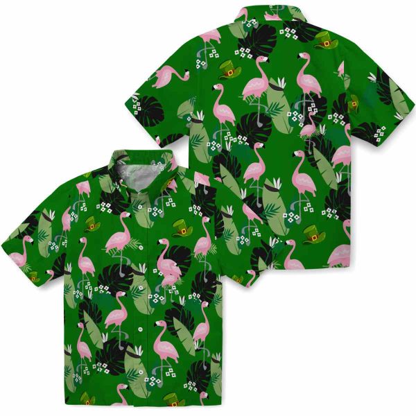 St Patricks Day Flamingo Leaf Motif Hawaiian Shirt Latest Model