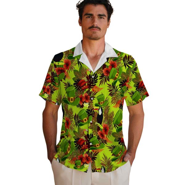 St Patricks Day Floral Toucan Hawaiian Shirt High quality