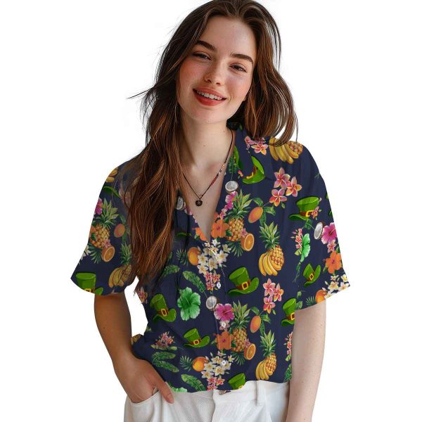 St Patricks Day Hibiscus And Fruit Hawaiian Shirt Trendy