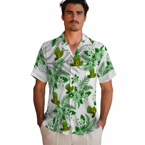 St Patricks Day Hibiscus Palm Leaves Hawaiian Shirt High quality