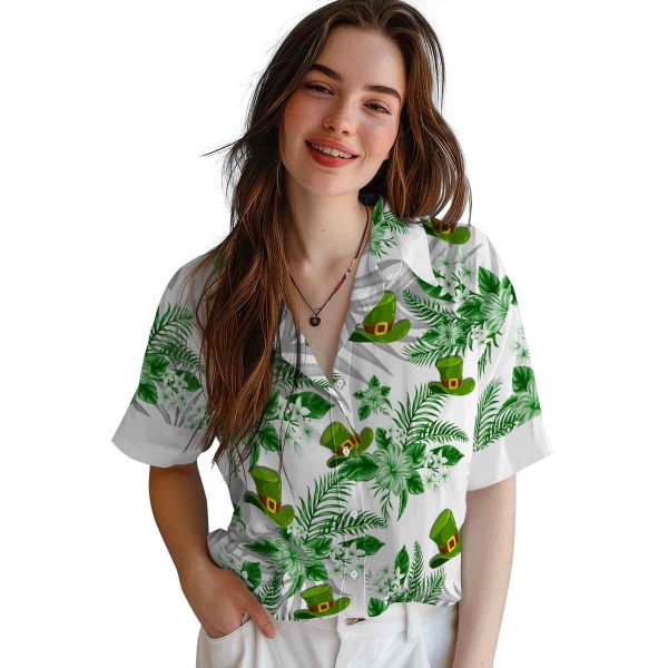 St Patricks Day Hibiscus Palm Leaves Hawaiian Shirt Trendy