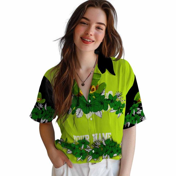 St Patricks Day Hibiscus Stripe Hawaiian Shirt Trendy