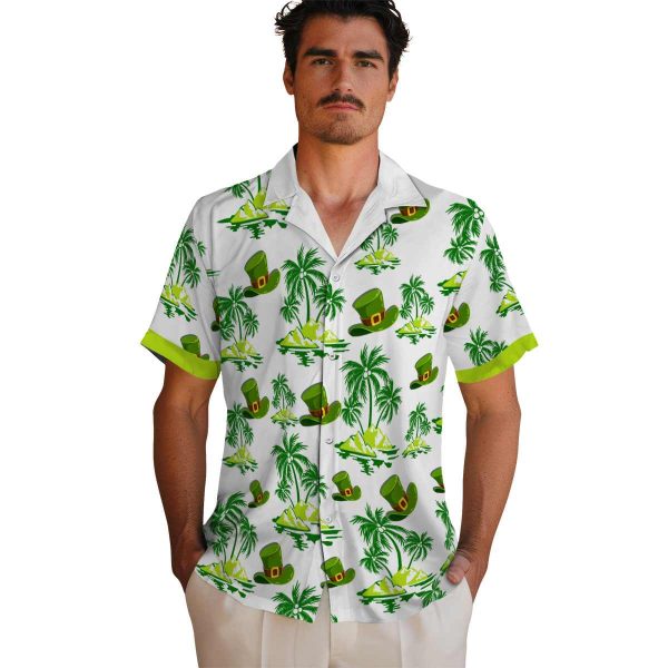 St Patricks Day Palm Island Print Hawaiian Shirt High quality