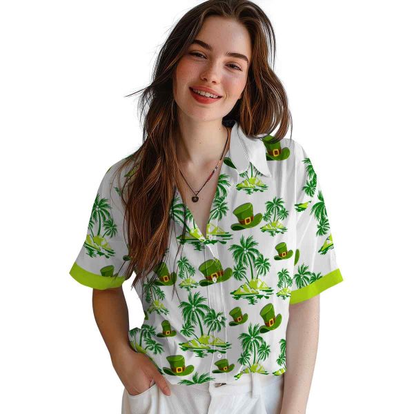 St Patricks Day Palm Island Print Hawaiian Shirt Trendy