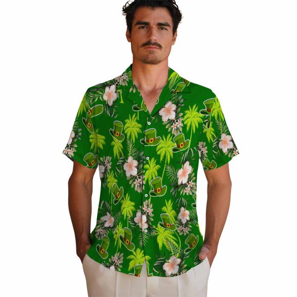 St Patricks Day Palm Tree Flower Hawaiian Shirt High quality