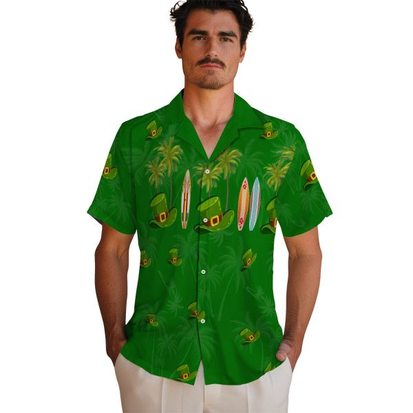 St Patricks Day Surfboard Palm Hawaiian Shirt High quality