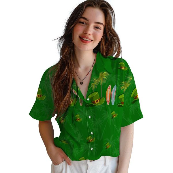 St Patricks Day Surfboard Palm Hawaiian Shirt Trendy