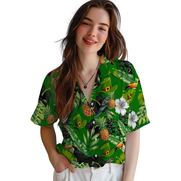 St Patricks Day Toucan Hibiscus Pineapple Hawaiian Shirt Trendy