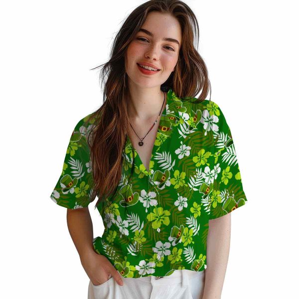 St Patricks Day Tropical Floral Hawaiian Shirt Trendy