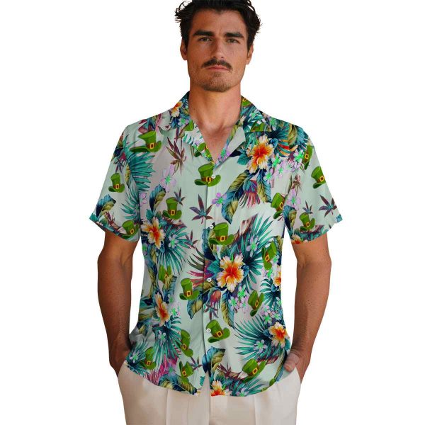 St Patricks Day Tropical Foliage Hawaiian Shirt High quality