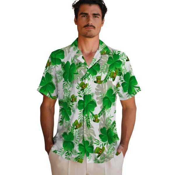 St Patricks Day Tropical Leaves Hawaiian Shirt High quality