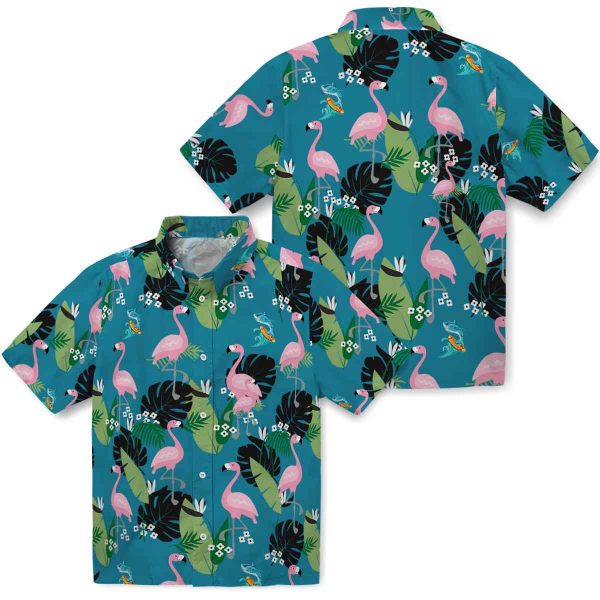 Summer Flamingo Leaf Motif Hawaiian Shirt Latest Model