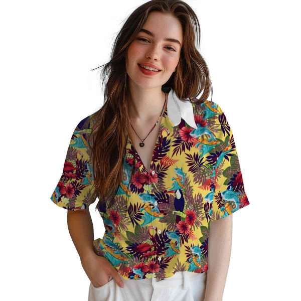 Summer Floral Toucan Hawaiian Shirt Trendy