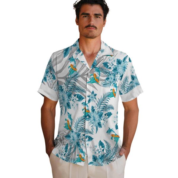 Summer Hibiscus Palm Leaves Hawaiian Shirt High quality