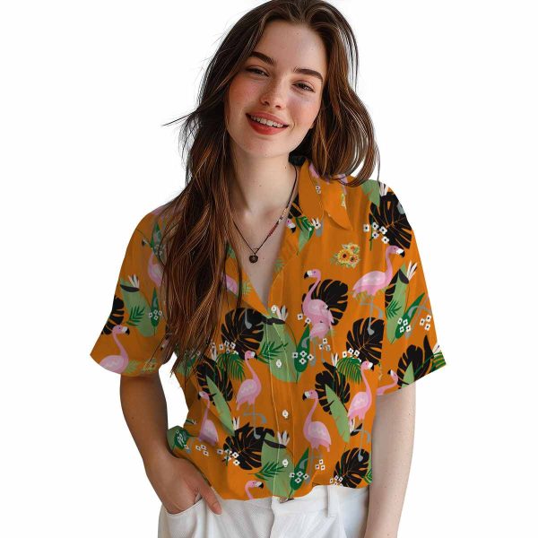 Sunflower Flamingo Leaf Motif Hawaiian Shirt Trendy