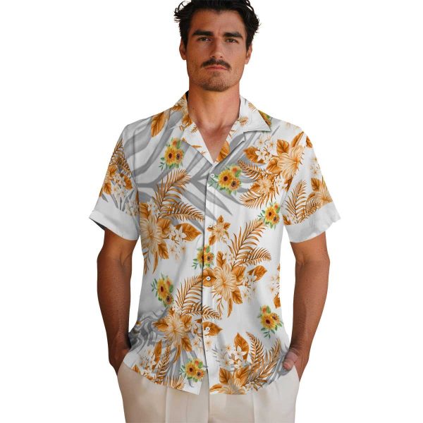 Sunflower Hibiscus Palm Leaves Hawaiian Shirt High quality