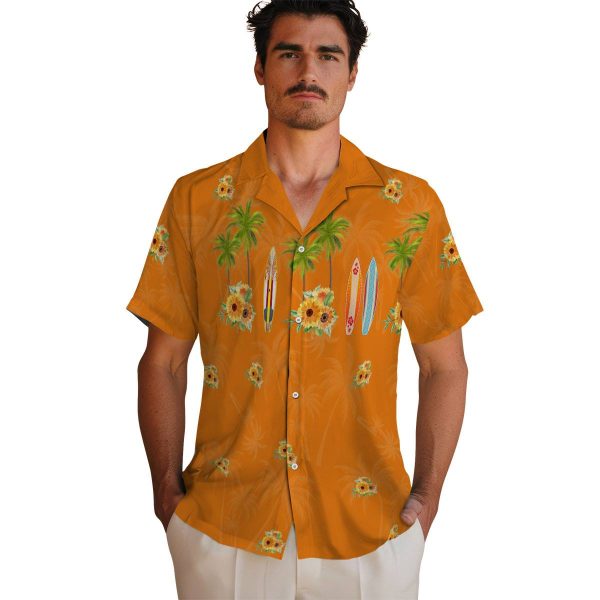 Sunflower Surfboard Palm Hawaiian Shirt High quality