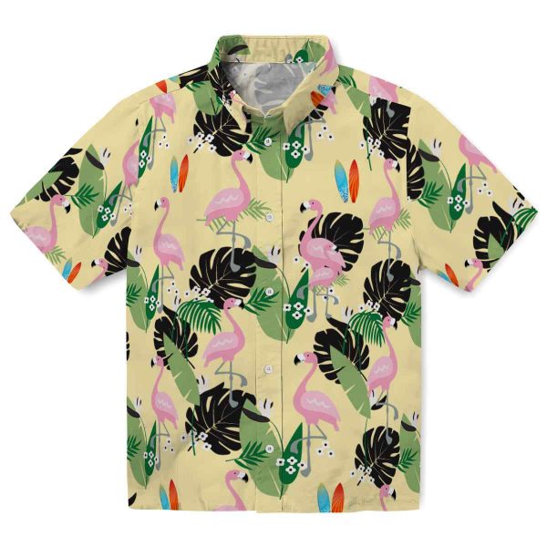 Surf Flamingo Leaf Motif Hawaiian Shirt Best selling