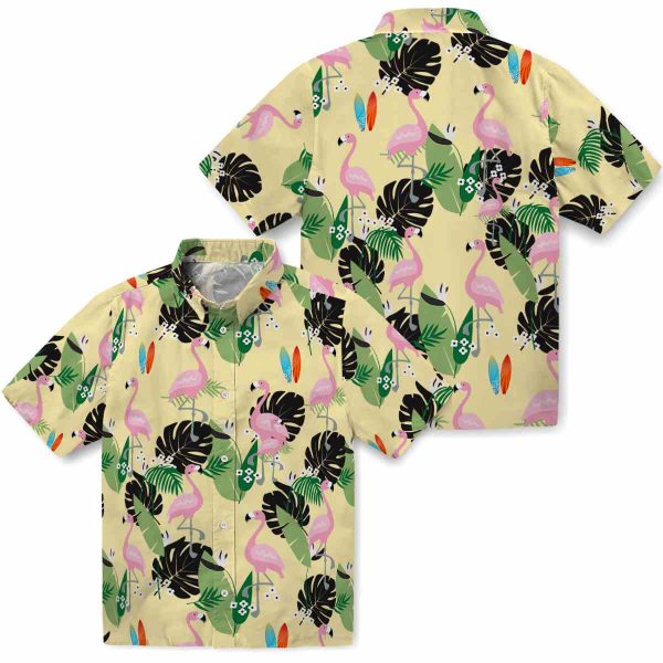 Surf Flamingo Leaf Motif Hawaiian Shirt Latest Model