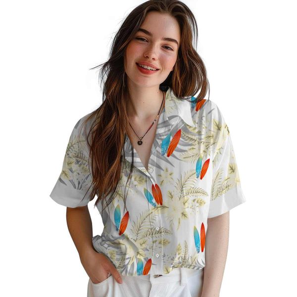 Surf Hibiscus Palm Leaves Hawaiian Shirt Trendy