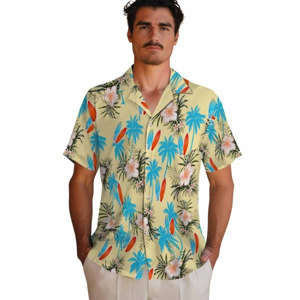 Surf Palm Tree Flower Hawaiian Shirt High quality