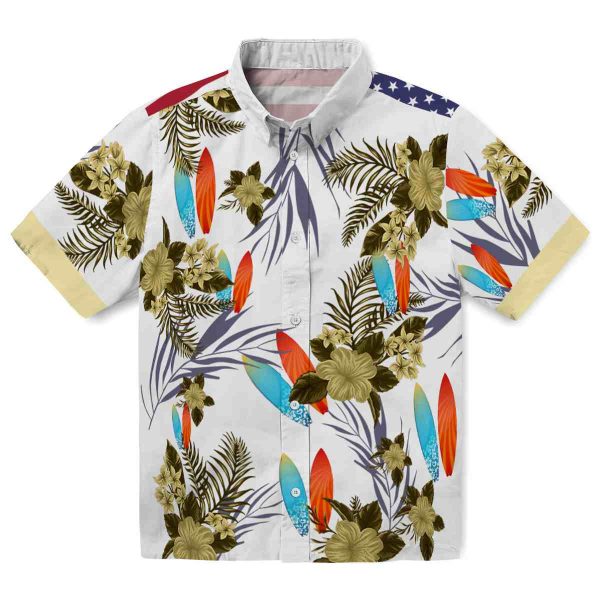 Surf Patriotic Hibiscus Design Hawaiian Shirt Best selling