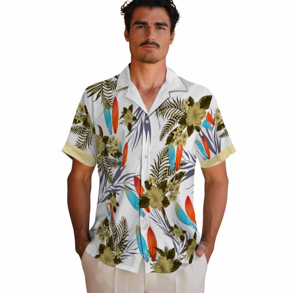 Surf Patriotic Hibiscus Design Hawaiian Shirt High quality