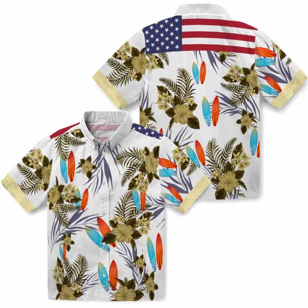 Surf Patriotic Hibiscus Design Hawaiian Shirt Latest Model